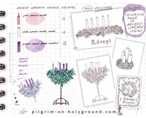 Coloring Page of Advent Wreath, Church Colours for Advent Color in Sheet Collection inspired by my Christmas Pilgrimage to Bile study Symbolism and Traditions