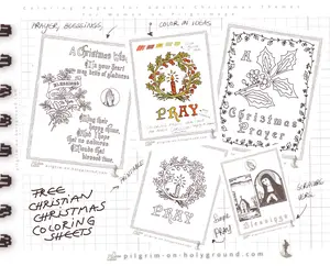 Free Christian Christmas Coloring Sheets Lettering with Scripture , Prayers , Blesings for Adults to Print and Color in at Pilgrim on HolyGround