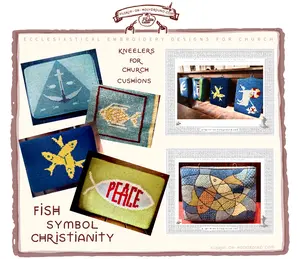 Kneelers for Church Cushions Fish Symbol Christianity,Tapestry and Ecclesiastical Embroidery Christian Fishes Hassock Photo Archive, Parish Pilgrimage Journeys