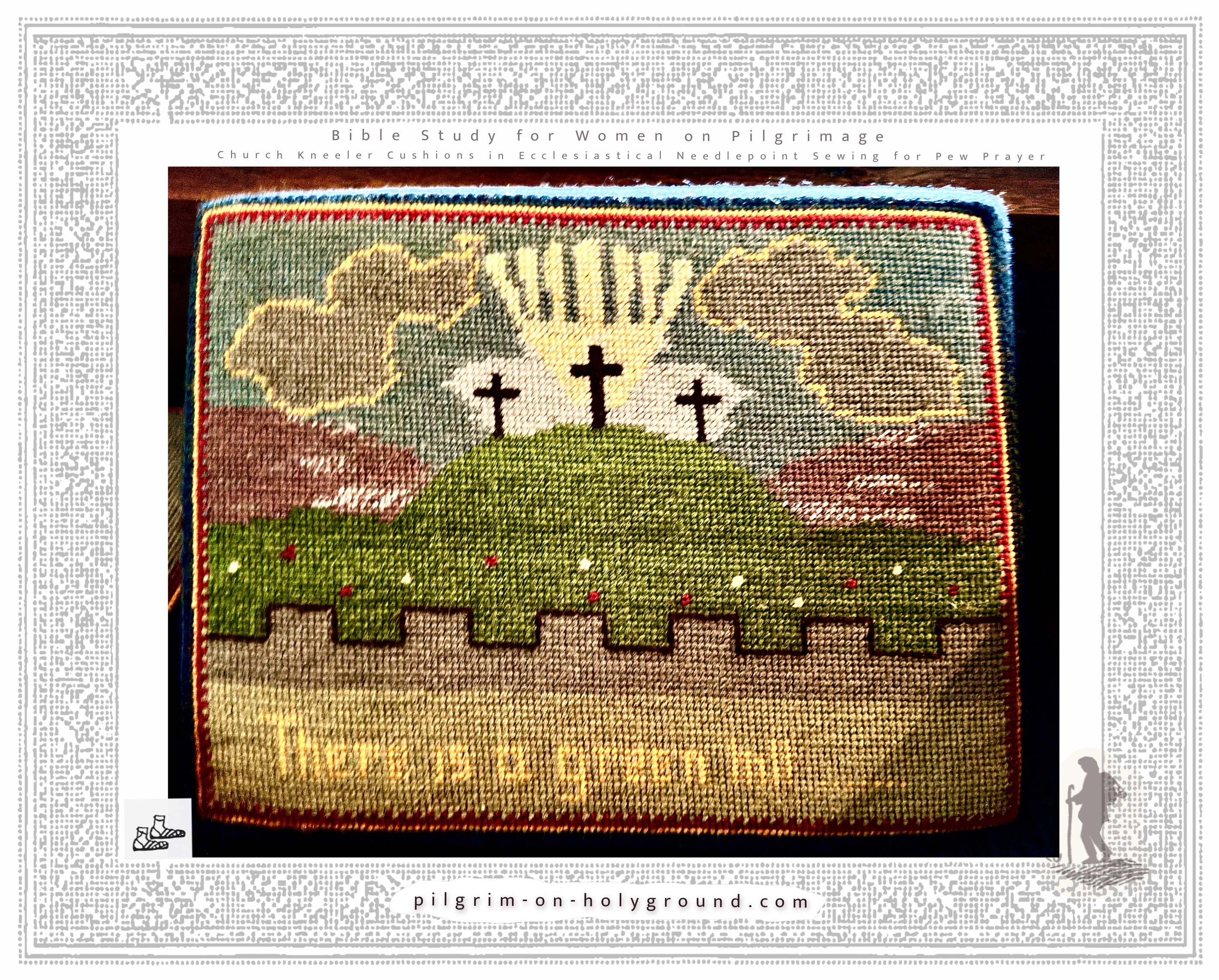 Church kneeler cushions green hill hymn Christian