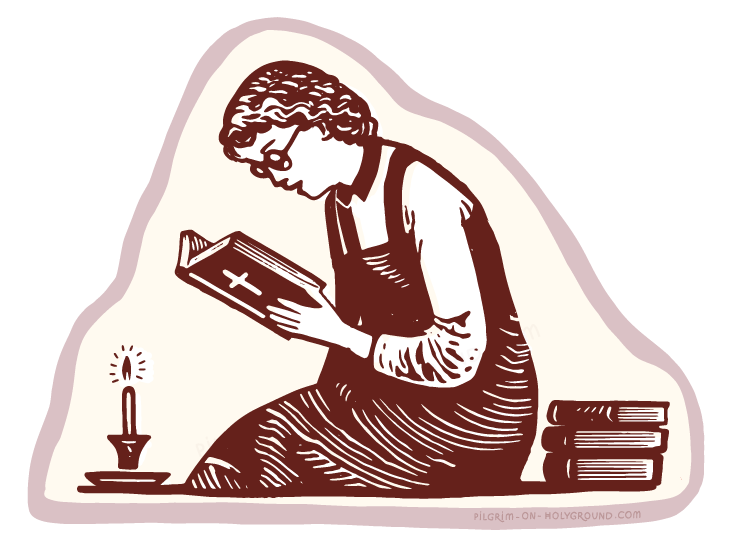 Bible study clip art for ladies women reading with candle and stack of bibles picture free download at pilgrim on holyground