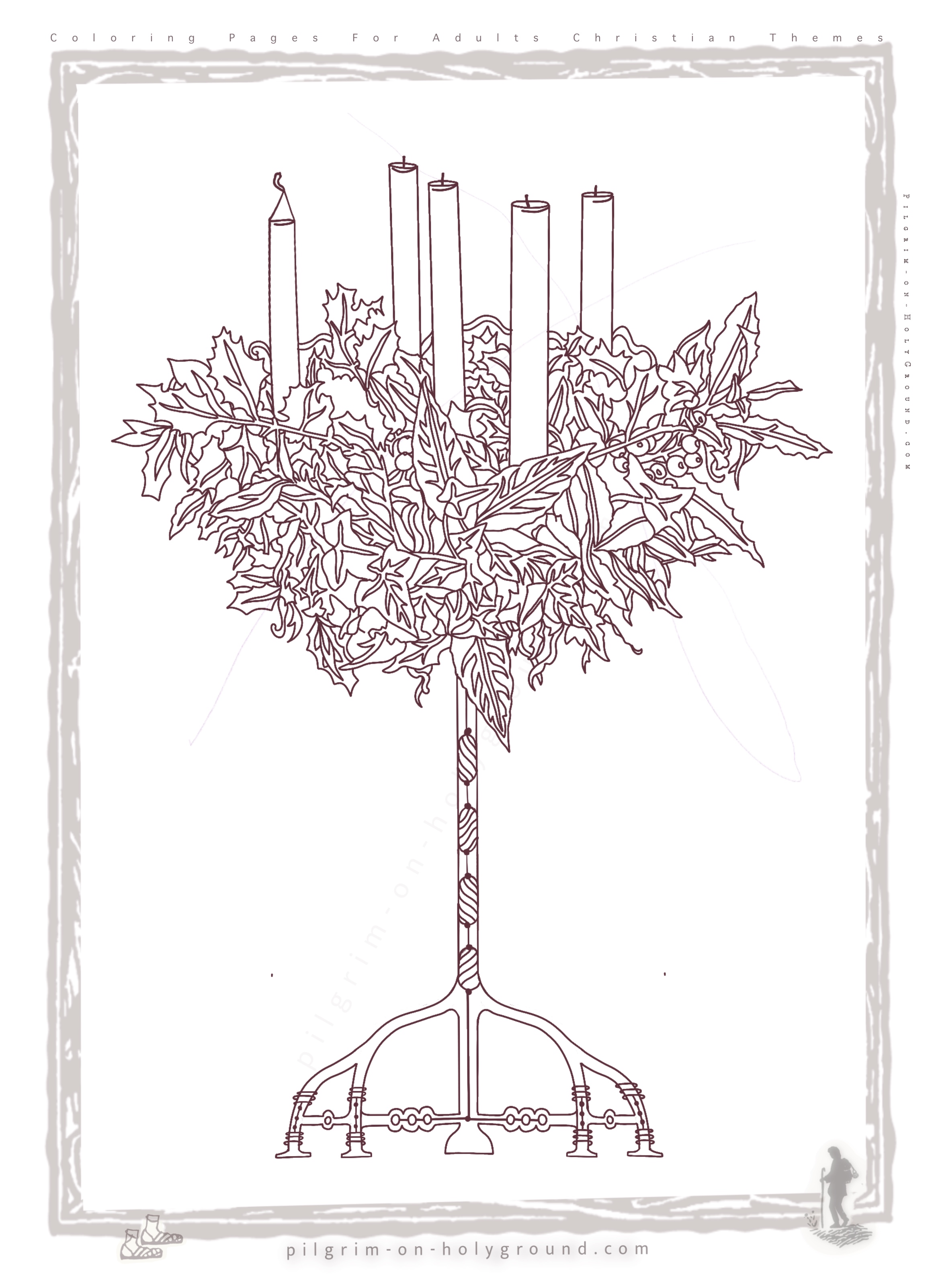 ✞ Coloring Page of Advent Wreath - Church Stand

2 versions of the christmas church decor wreath with 5 advent candles on an wrought iron stand