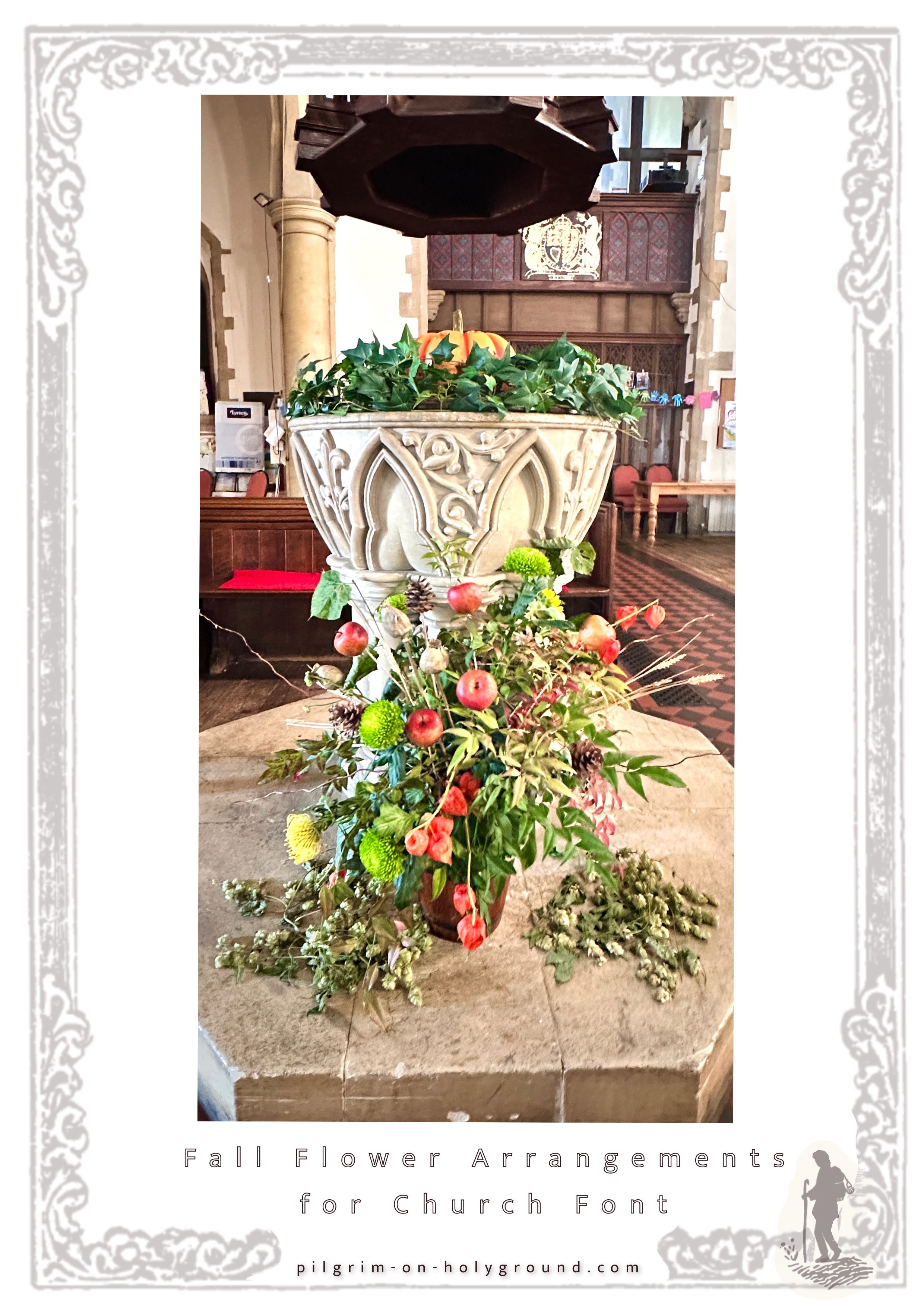 Fall Floral Arrangements for Church, Autumnal Flower Arrangements real photos from my pilgrimage trips at Pilgrim on HolyGround 