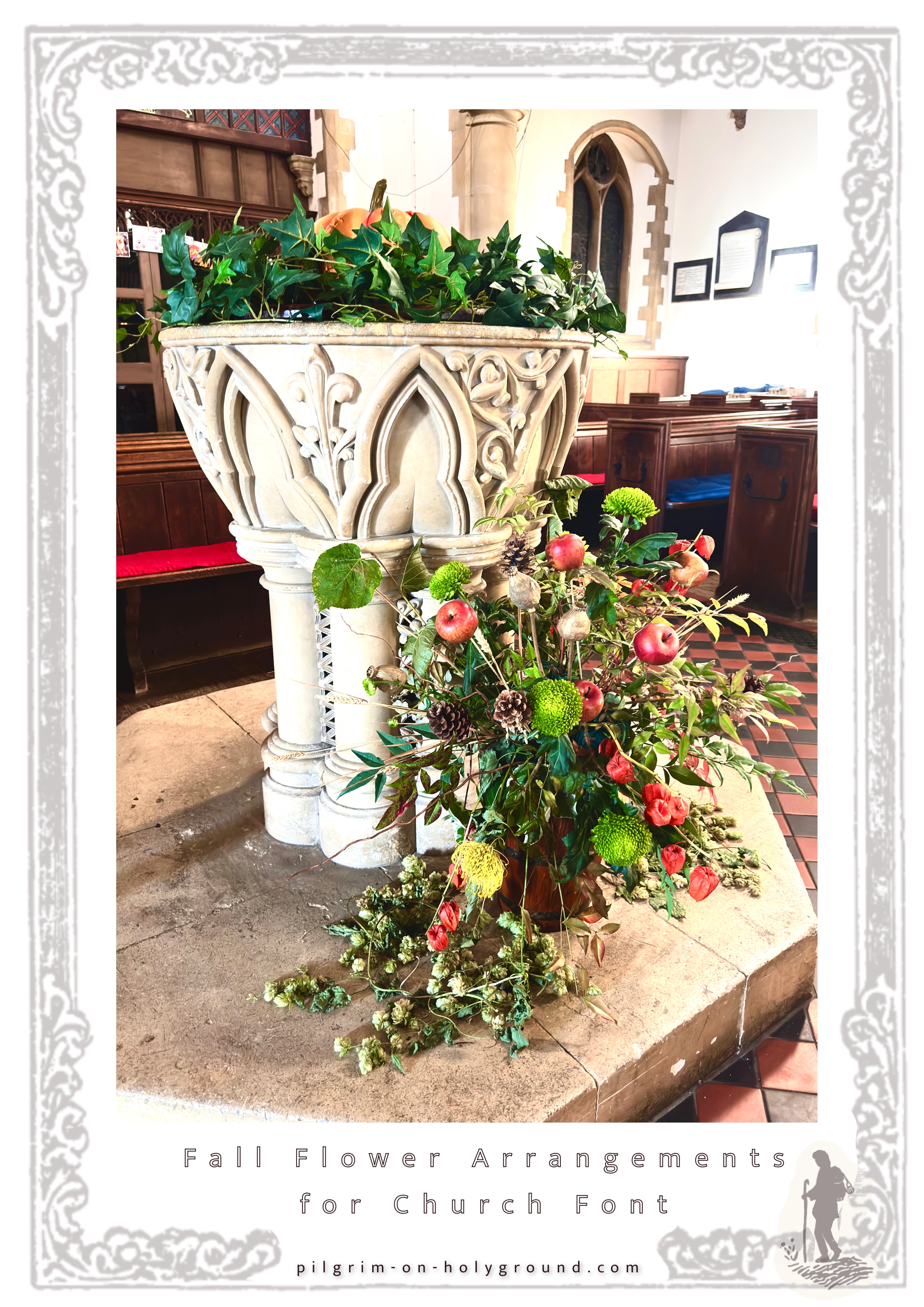 Fall Floral Arrangements for Church, Autumnal Flower Arrangements real photos from my pilgrimage trips at Pilgrim on HolyGround 