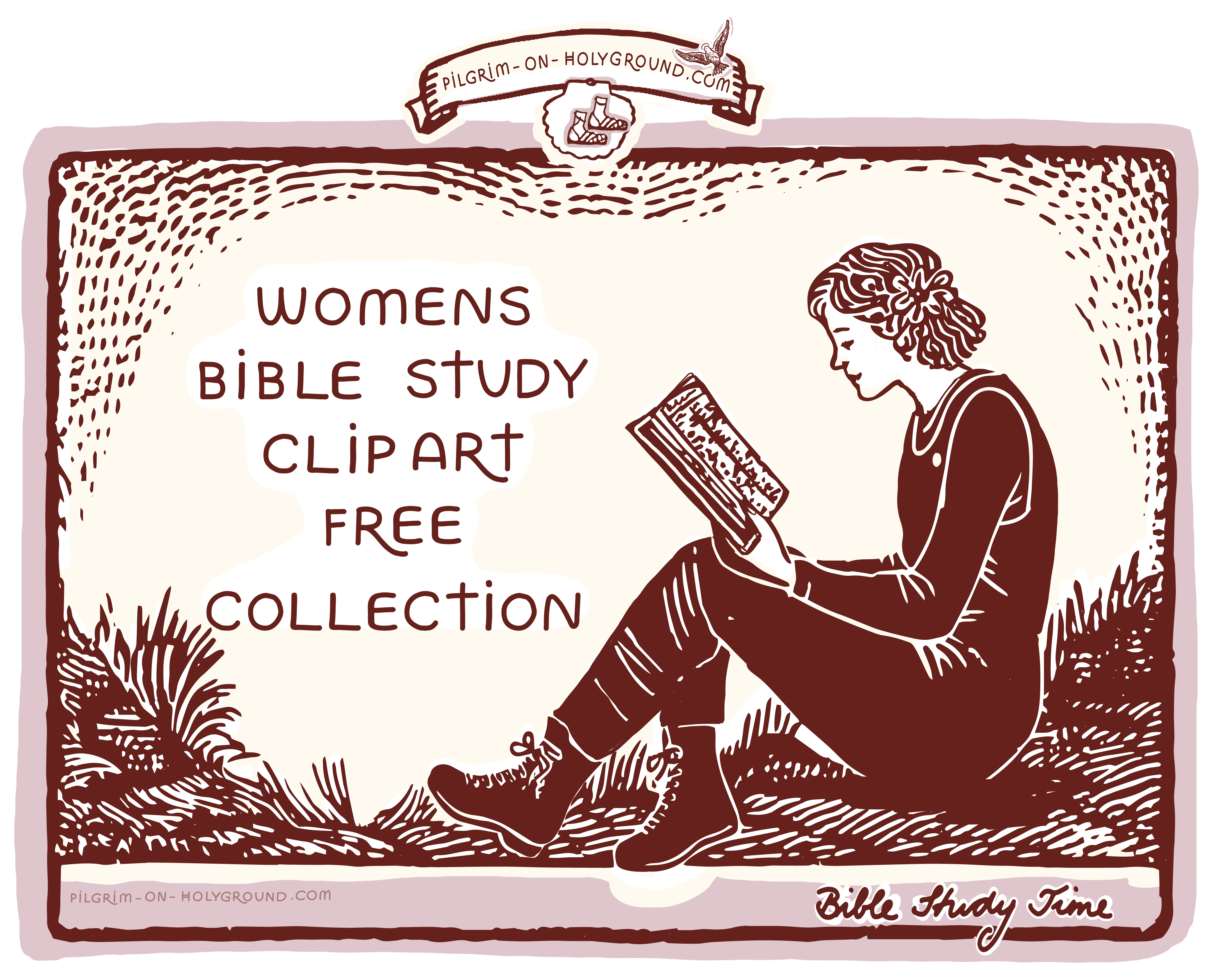 Free Bible Study Clip Art for Women on Pilgrimage, Sticker style Bible Aesthetic for Journaling, Visual Notes and Collage Sermon Summaries