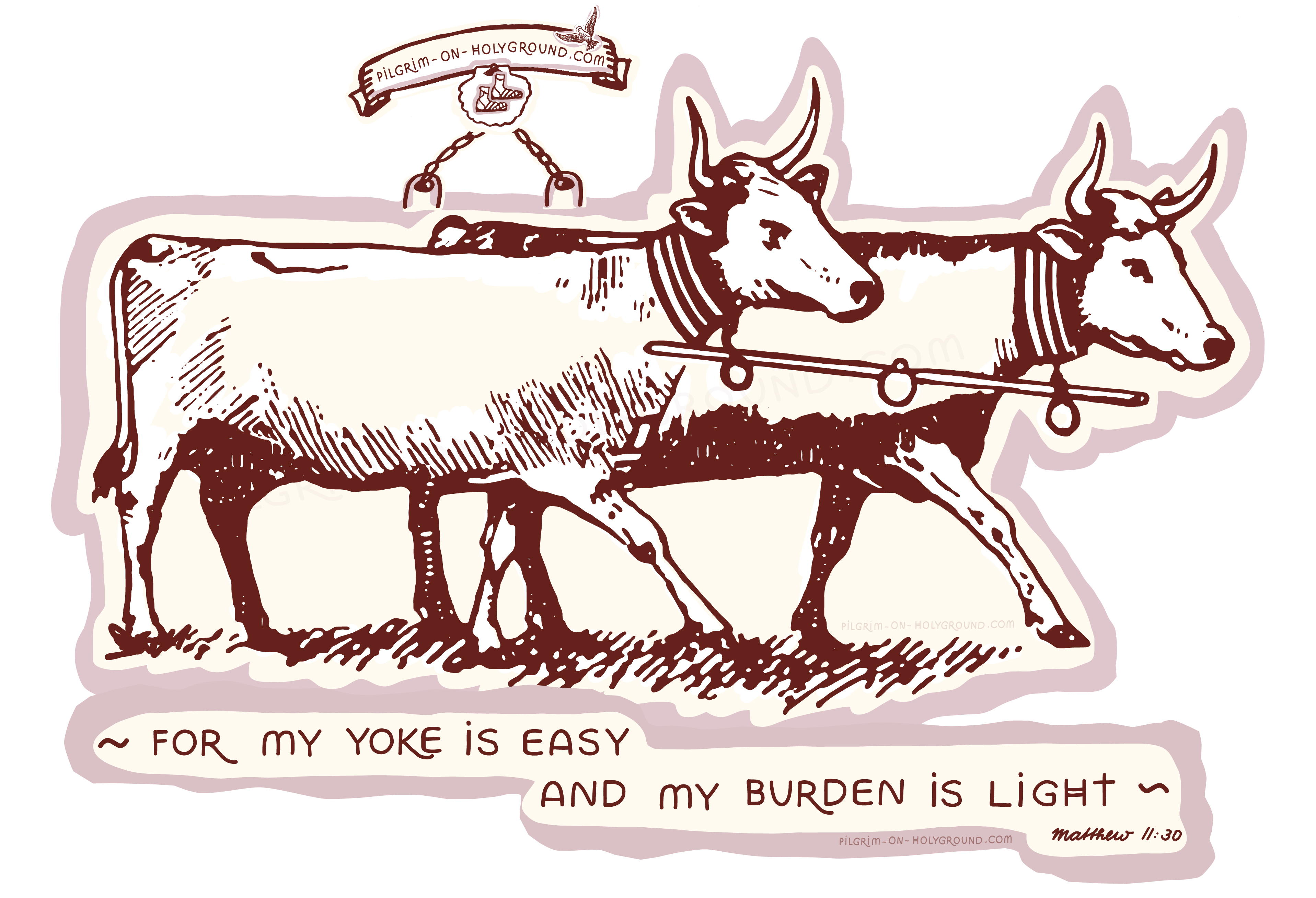 Meaning of yoke in the Bible study for women, Matthew 11 :30 , My yoke is easy and my burden is light biblical verse mapping at Pilgrim on HolyGround  