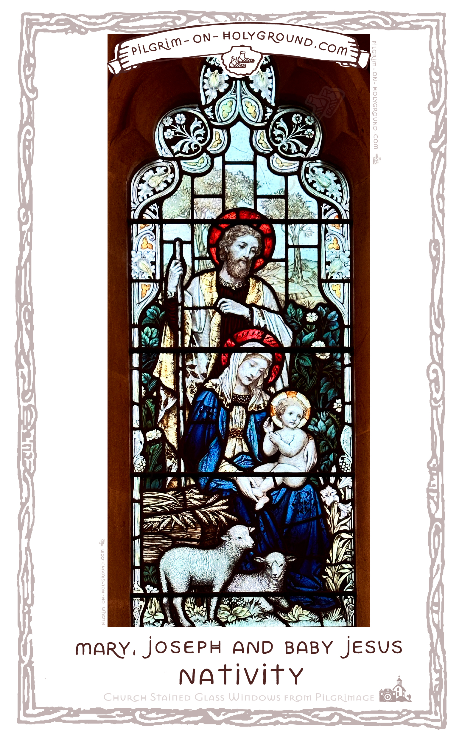 Nativity Church Stained Glass Windows Art at Pilgrim on HolyGround Bible Study or Women 