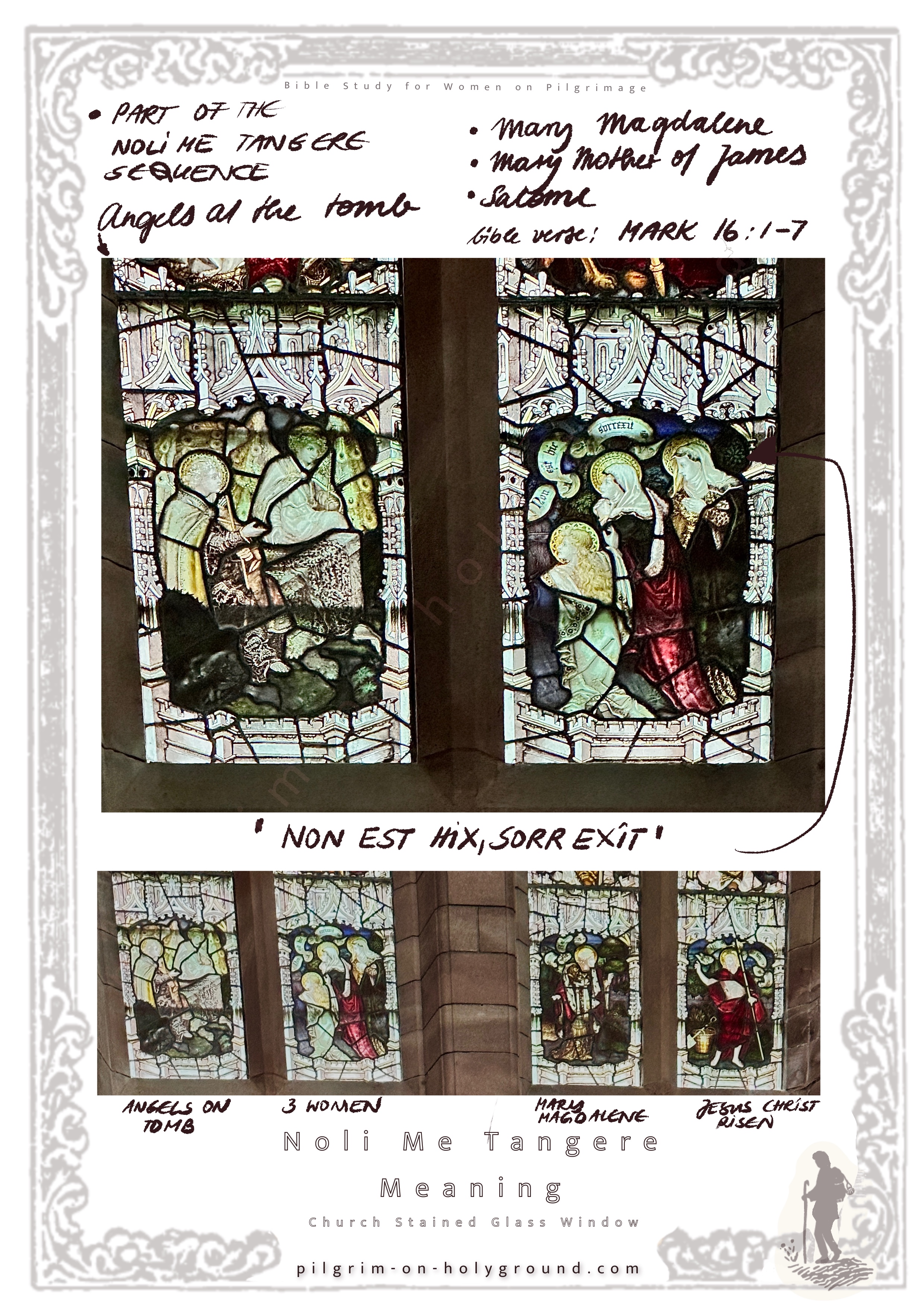 Noli Me Tangere Meaning non est hic surrexit Church Stained Glass Windows at Pilgrim on HolyGround