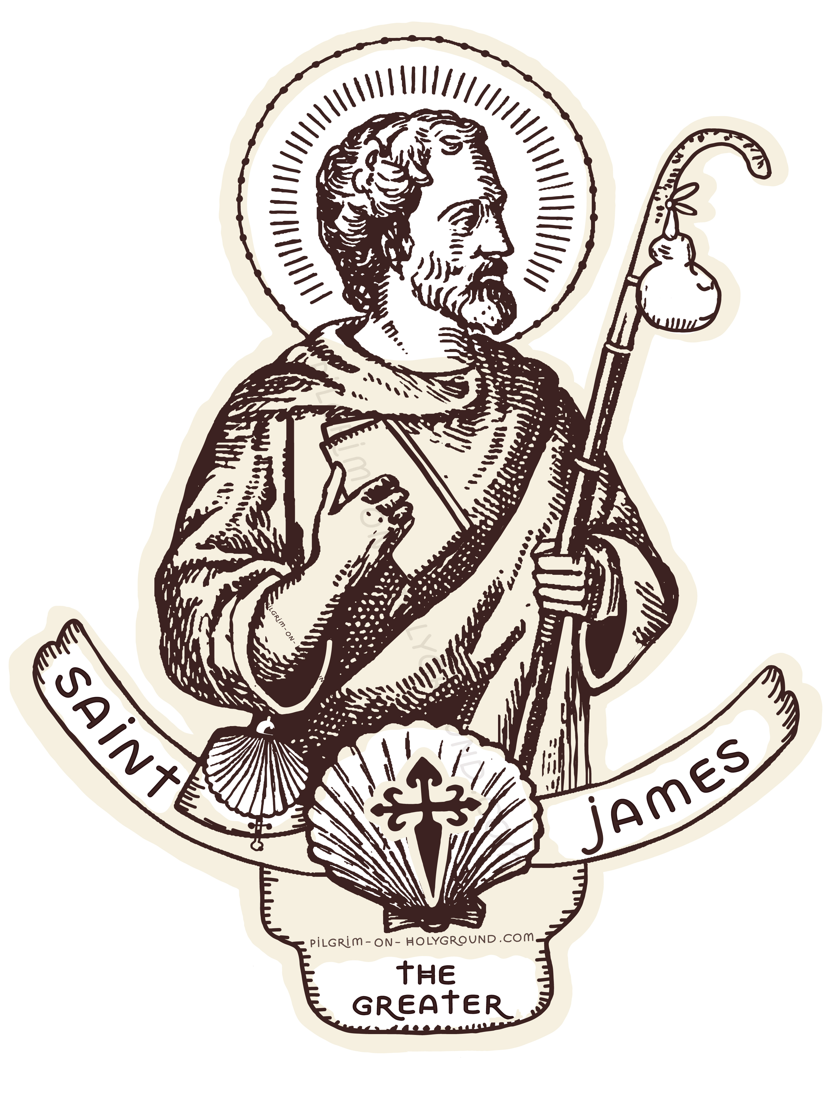 Saint James the Greater Pilgrim and Apostle Patron Saint of Spain for Santiago de Compostela Pilgrimage St James Way, Also known as Sant James the Great or Sankt Jacob