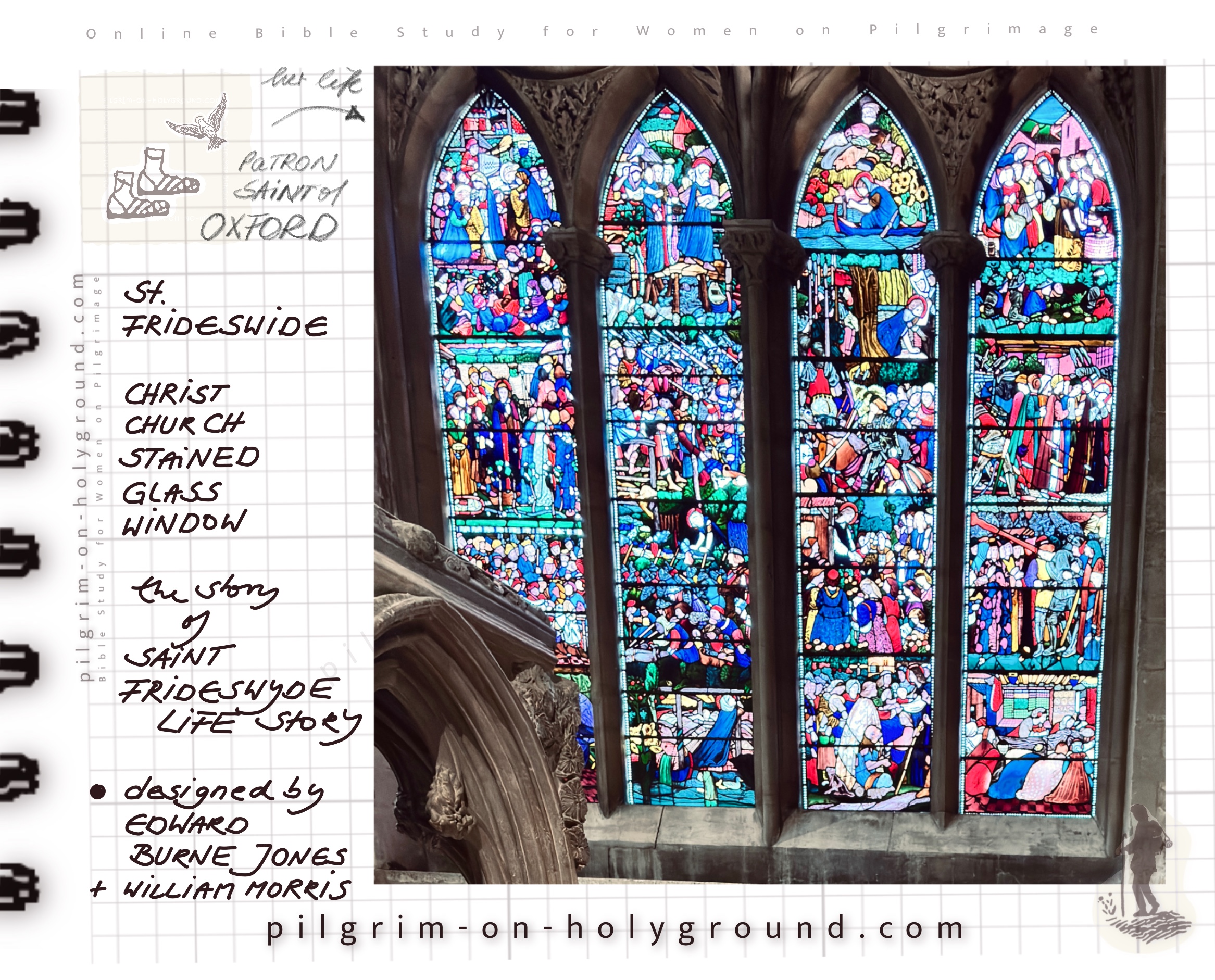 St Frideswide Church Stained Glass Windows at Christ Church Cathedral Oxford Patron Saint Life Story at Pilgrim on HolyGround 
