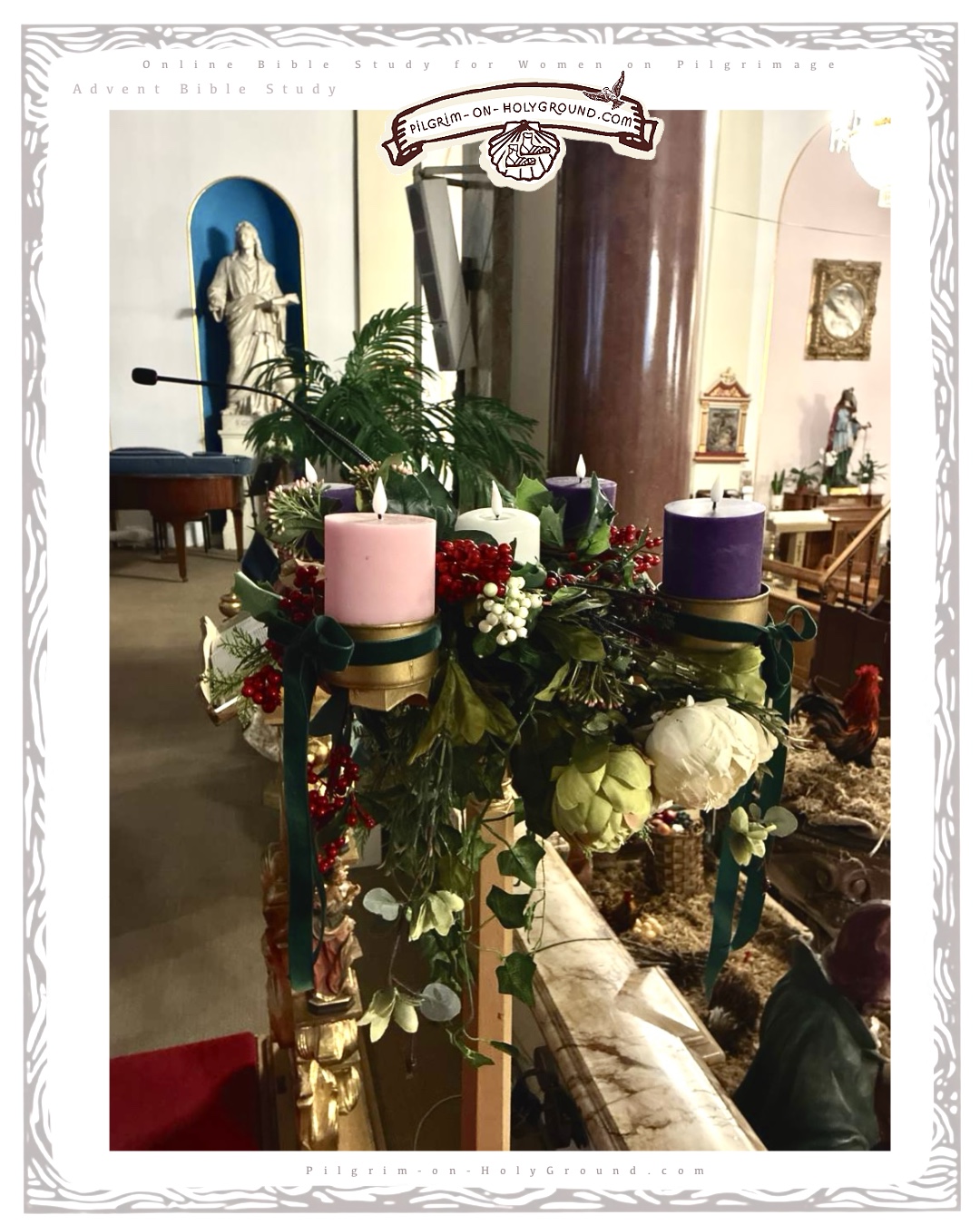 ✞ Advent Wreath Candles Compared
Advent in the Catholic Church  versus Protestant Practice

Catholic Advent wreaths use three purple candles and one pink, emphasizing penitence, royalty, and joy with a white Christ candle.
Protestant Advent wreaths often use a similar color scheme but may substitute blue for purple to emphasize hope and anticipation